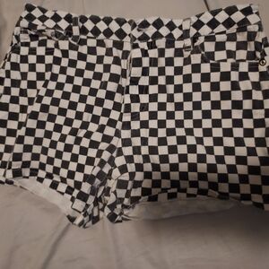 Blackheart Black and White Checkered Women Shorts